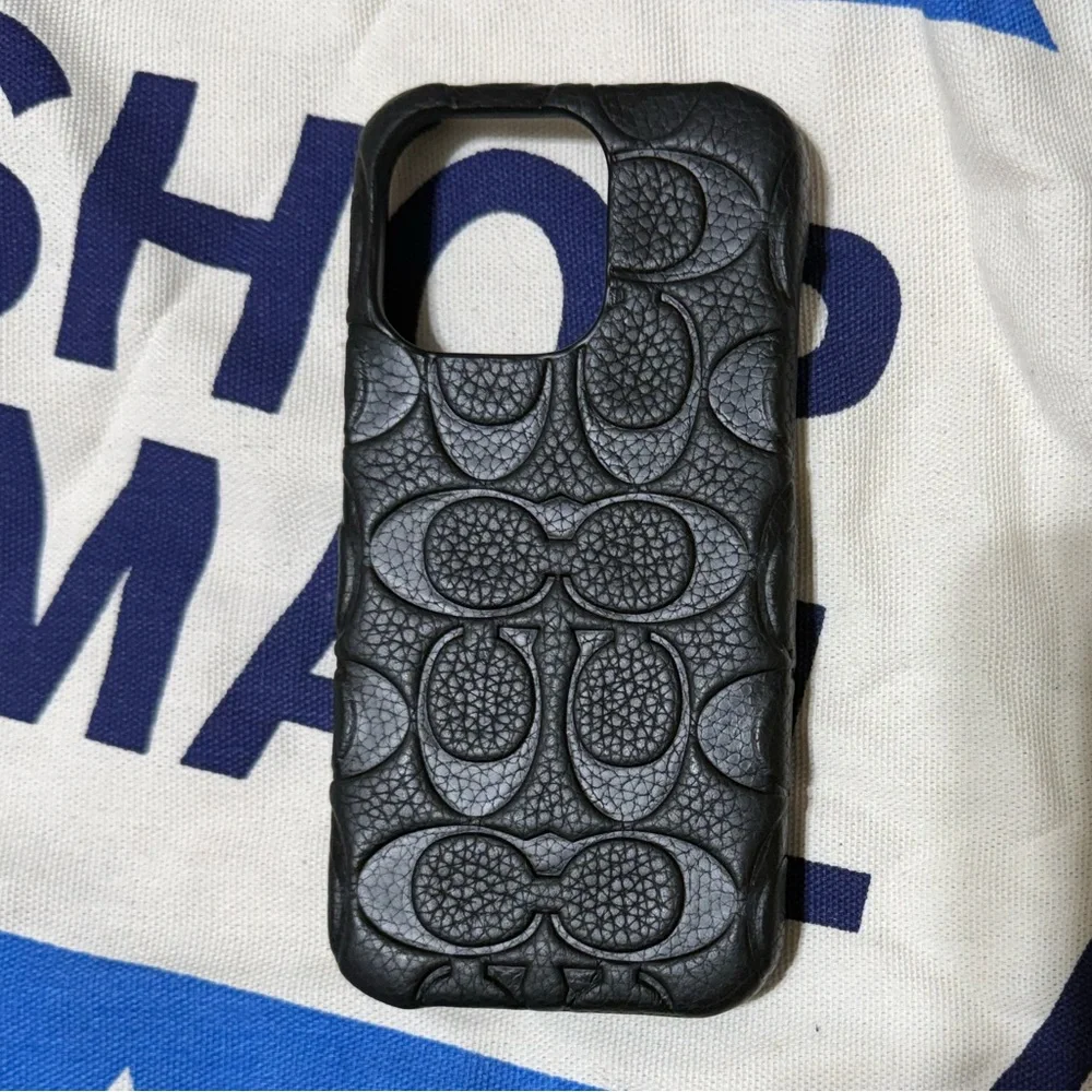 COACH NEW YORK IPHONE 15 PRO CASE GENUINE LEATHER EMBOSSED MONOGRAM SIGNATURE CC
